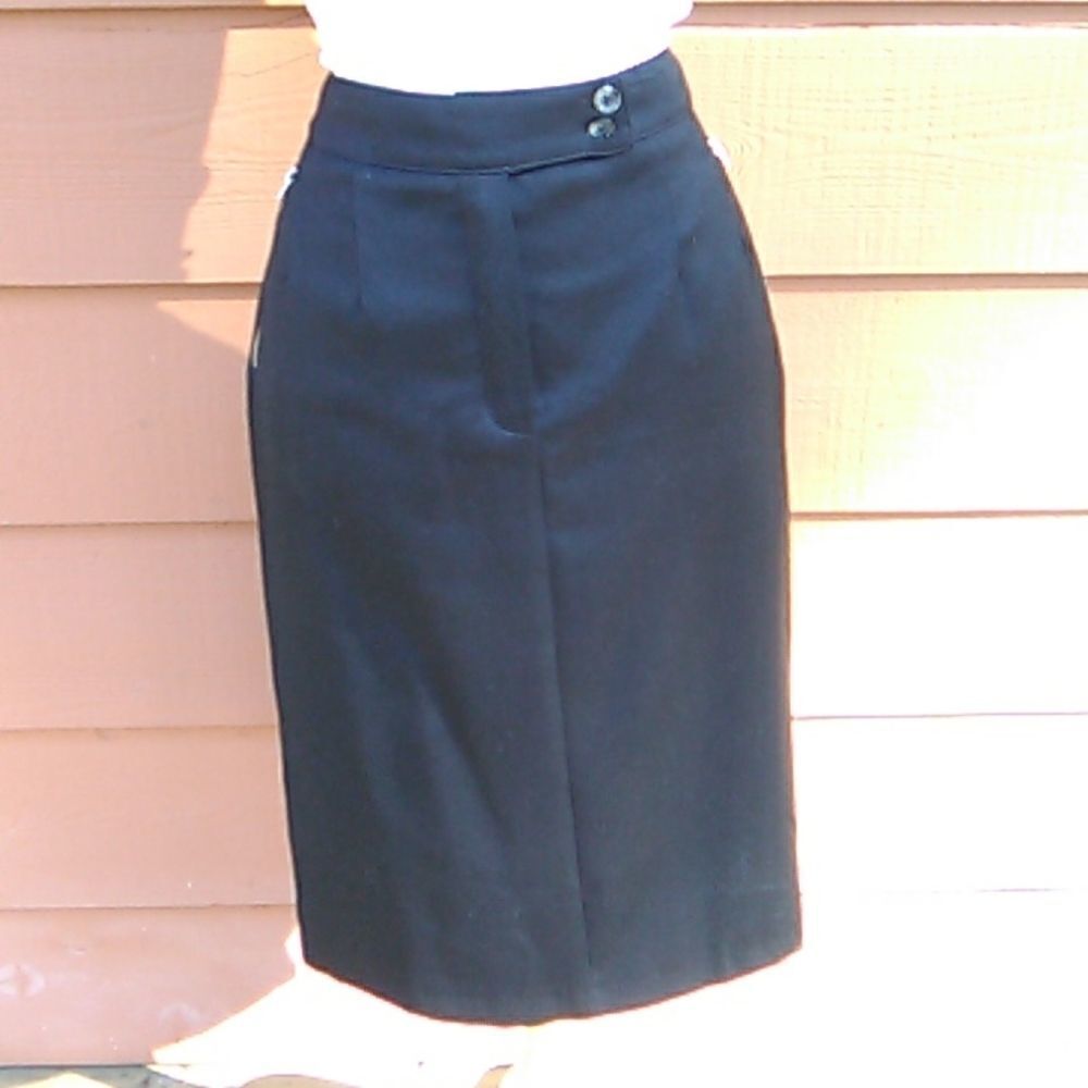 NWOT harve' benard Black Wool Skirt